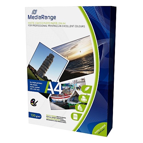 Φωτογραφικό Χαρτί MediaRange για Inkjet Εκτυπωτές A4 Matte 130g/m² 100 Φύλλα (MRINK101)