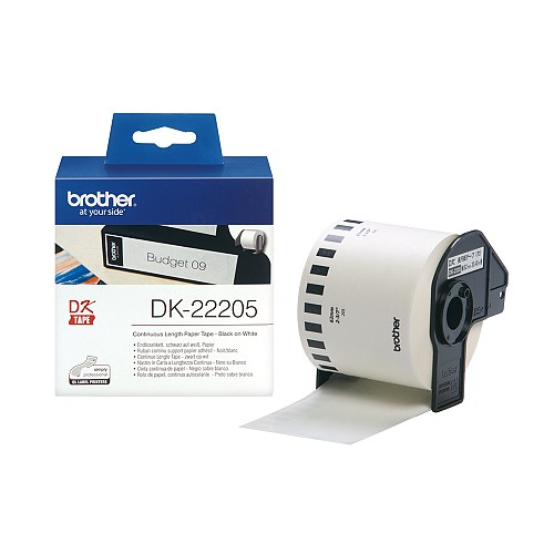 BROTHER LABEL PRINTER TAPE Black on White 62mm wide (DK-22205) (BRODK22205)