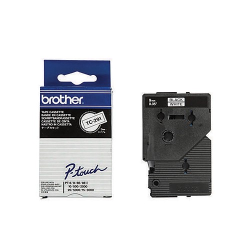 Brother P-touch Laminated Black on White 7,7m x 9mm (TC291) (BROTC291)